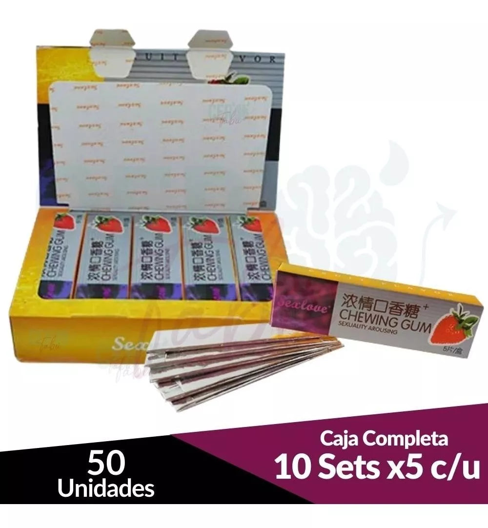 CHICLES EXCITANTES DISPLAY DE 10 CAJAS (cada caja x5 unidades)