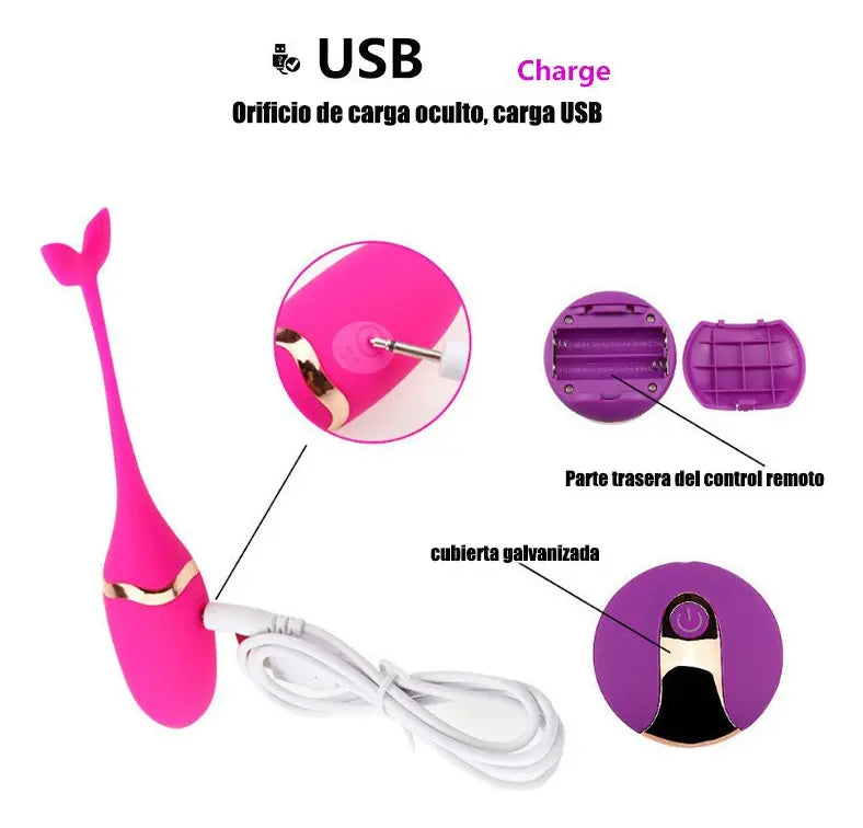 HUEVO VIBRADOR INHALAMBRICO RECARGABLE BALLENA