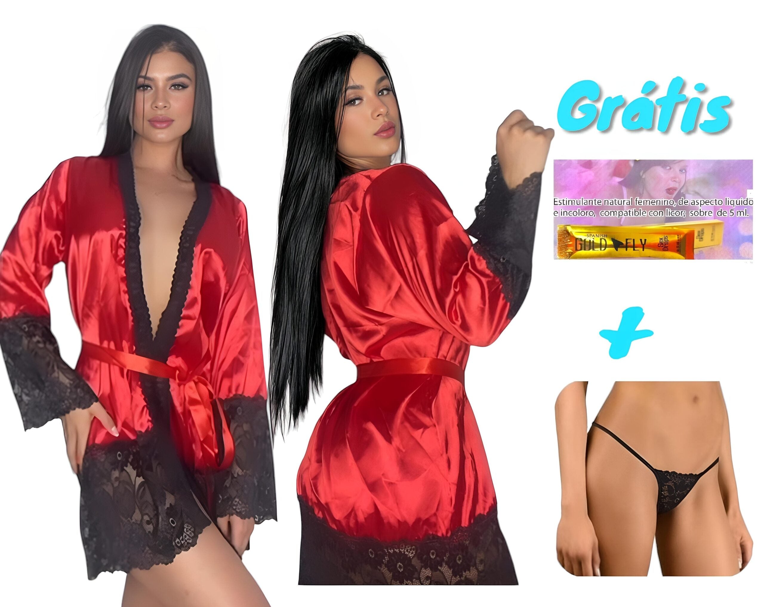 KIT PROMO  (KIMONO + TANGA PELVICA (llegara en cualquier color) + GOLD FLY SACHET)