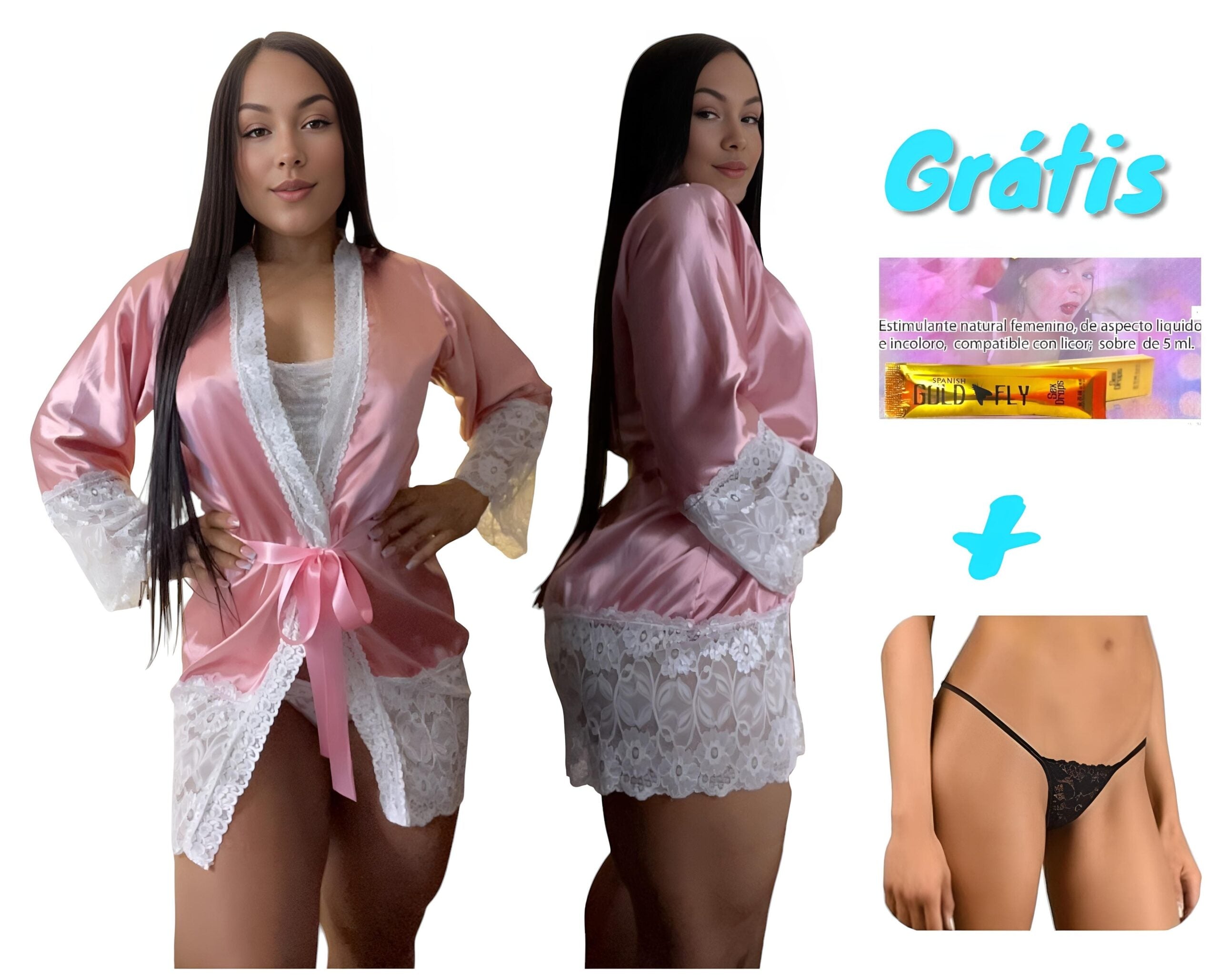 KIT PROMO  (KIMONO + TANGA PELVICA (llegara en cualquier color) + GOLD FLY SACHET)