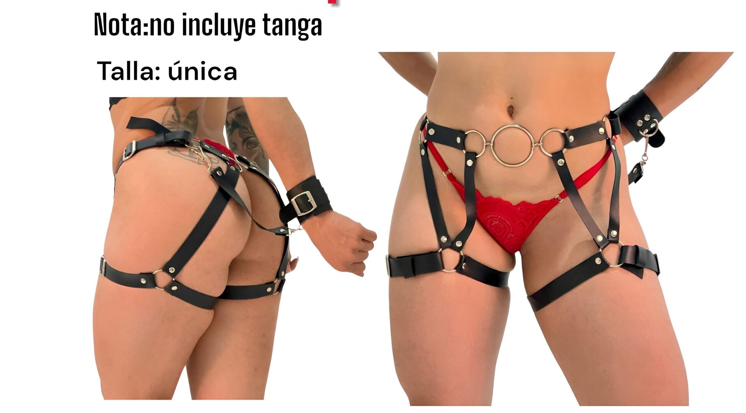ARNÉS + ESPOSAS GINA (CUERINA) (NO INCLUYE TANGA